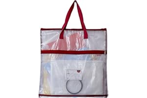 Madam Sew Project Bag - Craft Bag Organizer Tote with Handles, Two Pockets, See-Through Mesh, and Card Slot – Perfect for Quilting, Knitting, Stitching and Embroidery Projects Storage - 16”x16”