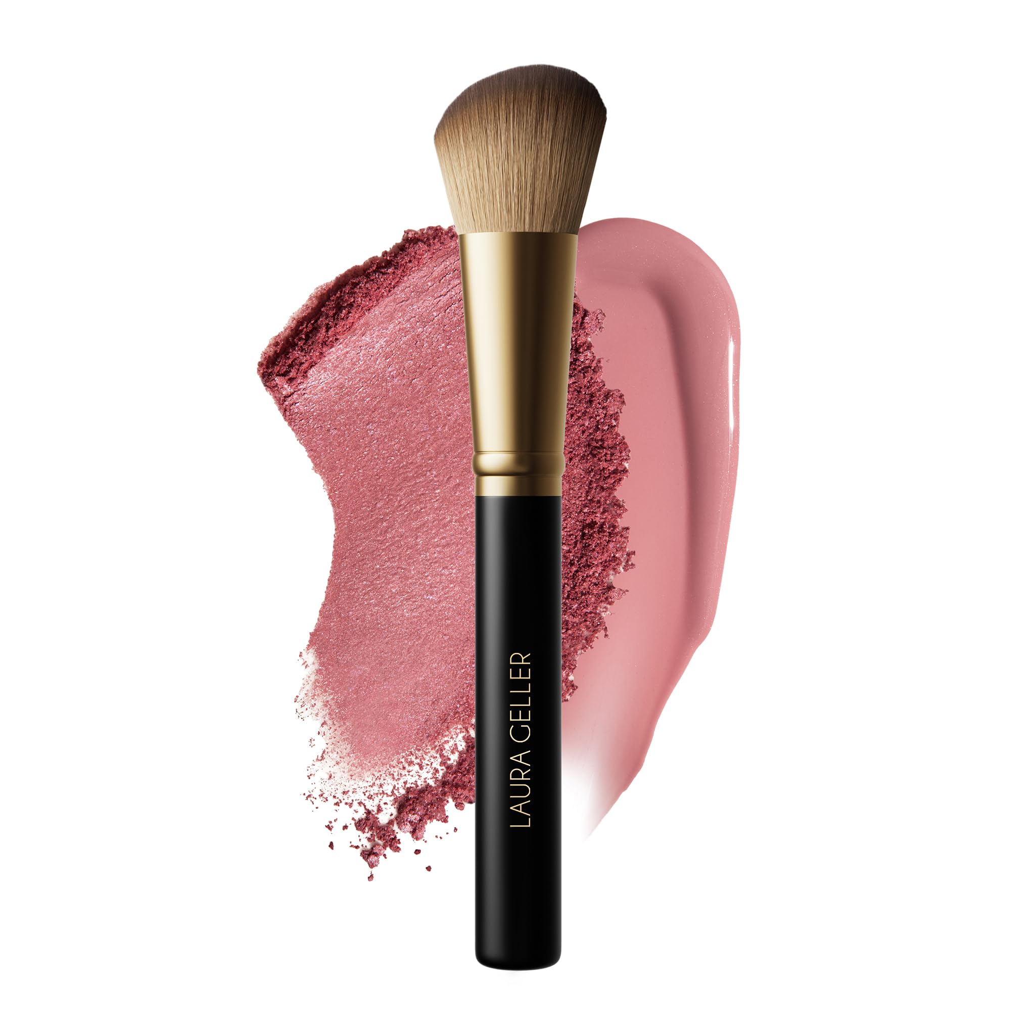 LAURA GELLER Angled Blusher Brush - Vegan Makeup Brush with Dense Bristles for Precise Blush, Bronzer & Highlighter Application - Make Up Brush to Sculpt, Contour & Blend
