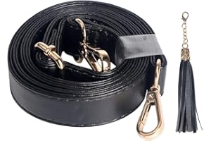 Beaulegan Classic Long Purse Strap Replacement, Microfiber Leather, Adjustable for Crossbody/Shoulder Bag, 1 Inch Wide (Black/Gold)