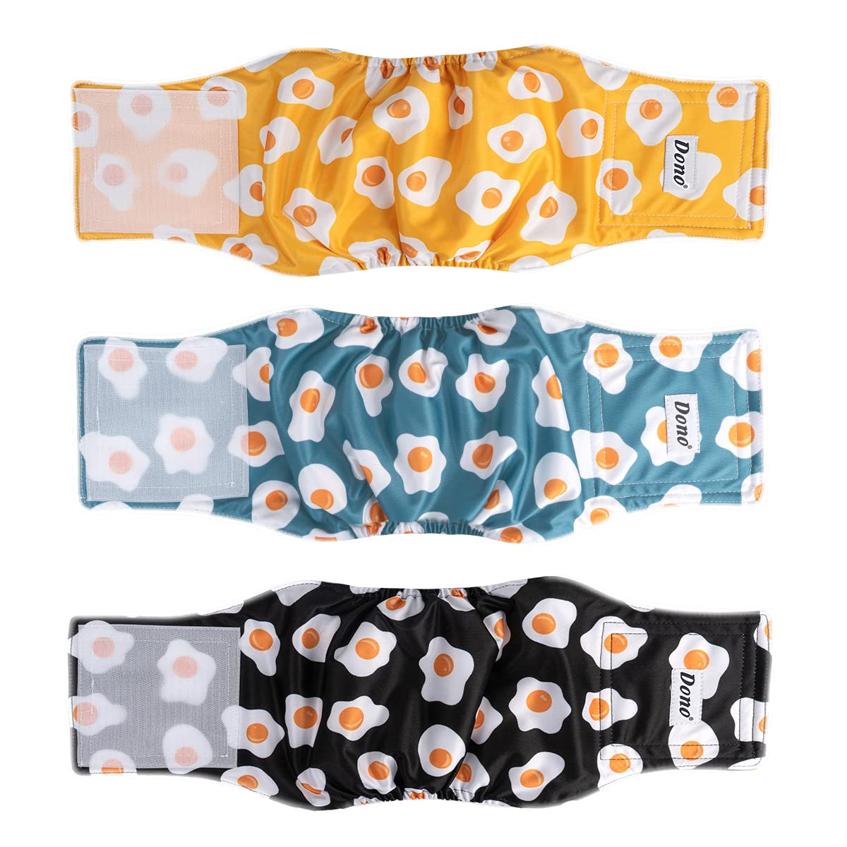 Dono Washable Male Dog Nappies, Super Absorbing Male Dog Belly Band Pack of 3, Sanitary Pants Dog Wraps for Small Medium Large Dogs (Fried Eggs, S) — image 1