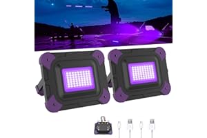 AUMIO Rechargeable LED Black Light, Battery Powered Blacklight, Cordless Ultraviolet Flood Light, Waterproof Black Lights for Outdoor Glow Party, Body Paint, Fluorescent Poster, Night Fishing,Stage Lighting