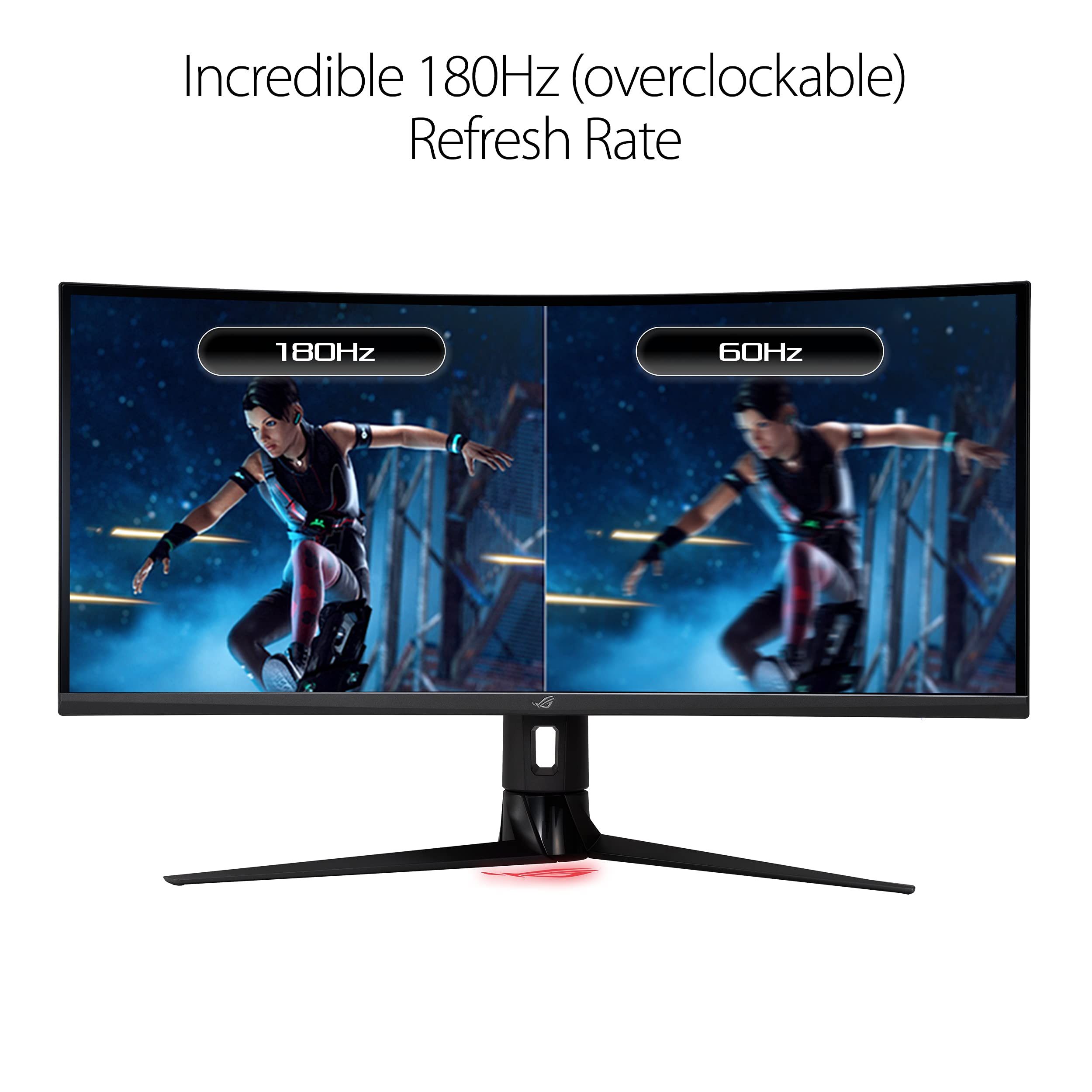 ASUS ROG Strix 34” Gaming Monitor (XG349C) - UWQHD (3440 x 1440), 180Hz, 1ms, Extreme Low Motion Blur Sync, 135% sRGB, G-Sync Compatible, DisplayHDR 400, Eye Care, USB-C, DisplayPort, HDMI, Black