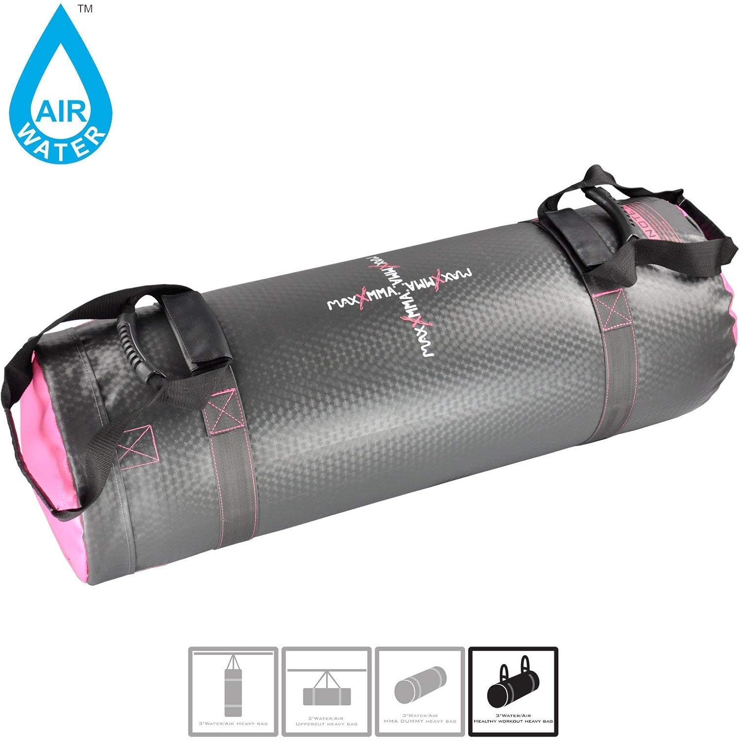 MaxxMMA Training & Fitness Water/Air Heavy Bag, Uppercut Workout Grappling MMA Punching Bag (Grey/Pink) : Sports & Outdoors