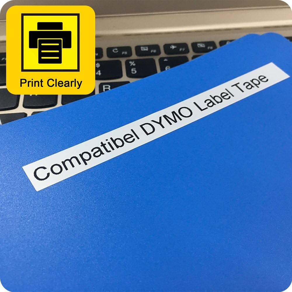 Label KINGDOM Compatible Labels Replacement for DYMO LetraTag Refills 91331 White Plastic Label Tape 12mm x 4m (1/2" x 13') for Dymo Letra Tag Label Maker LT100H LT100T QX50, Black on White, 5-Pack: Office Products