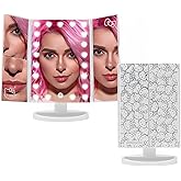 Impressions Vanity Hello Kitty Trifold LED Mirror, Desk Mirror with Lights and Touch Sensor Switch, Lighted Makeup Mirror with 2X and 3X Magnifying (White)