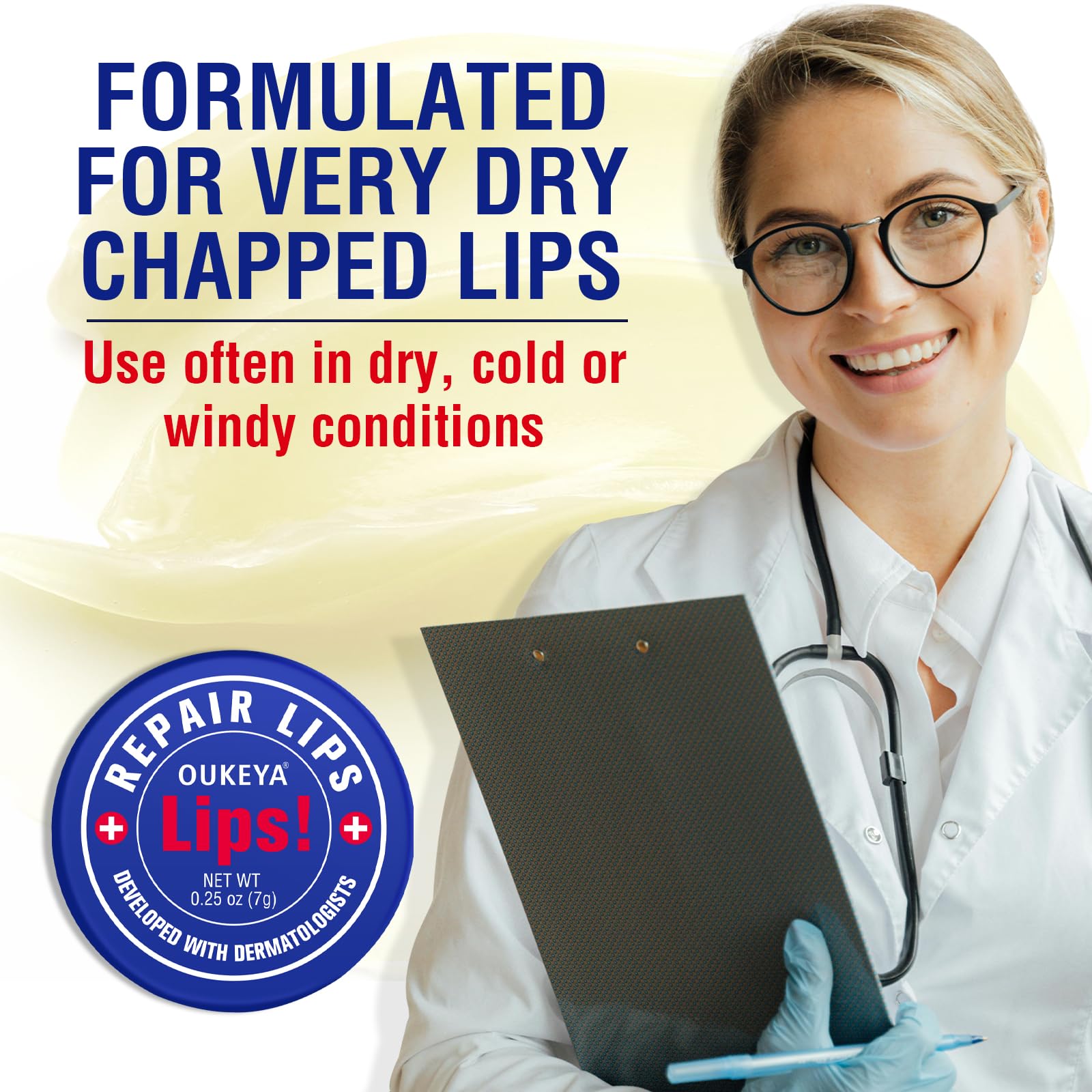 OUKEYA Lip Balm,0.25 Ounce,Medicated Lip Chapstick Medicated w/Beeswax,Petrolatum,Peppermint Oi,100% Natural Ingredients,Lip Moisturizer for Very Dry Lips,Echapped Lips Treatment Severe