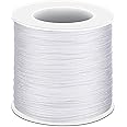 Anezus White Nylon String for Bracelets, 0.8mm Nylon Thread Braided Nylon Cord Wind Chime Outdoor Twine String for Beading, Necklaces, Blinds, DIY Craft, Jewelry Making