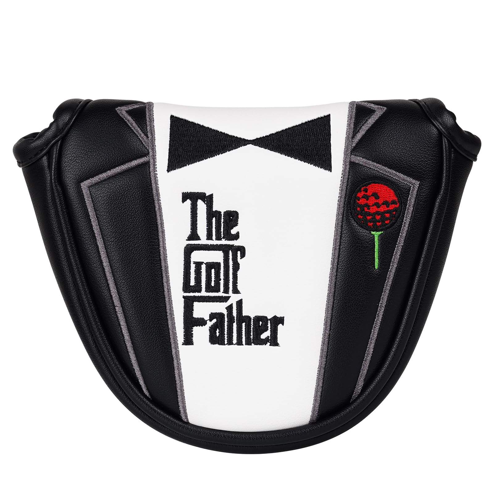 Golf Big Mallet Putter Cover Magnetic Heel-Shaft Club Headcover Black&White PU Leather The Golf Father Gift