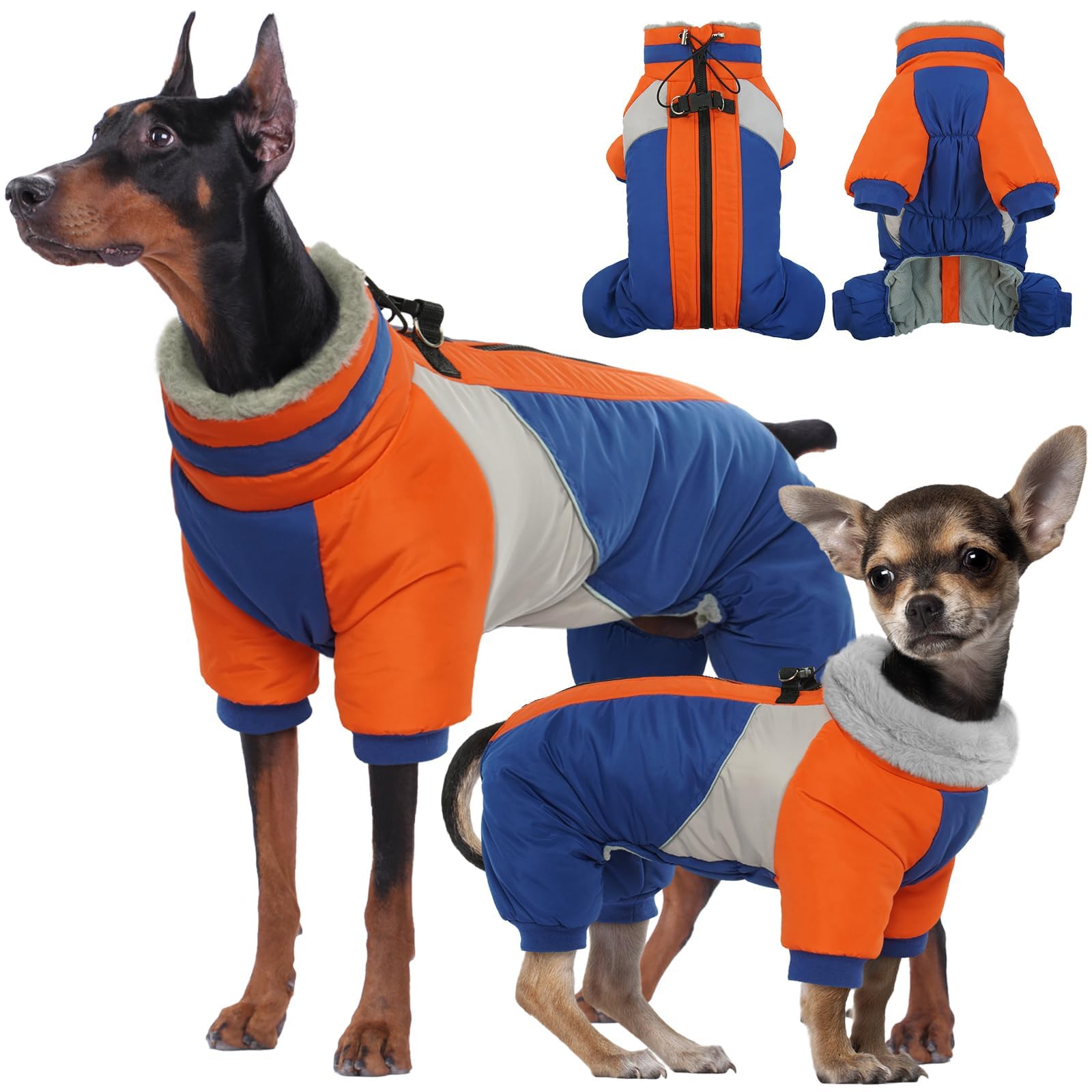 Photo 1 of Kuoser Fullbody Dog Coat - Warm Winter Coat with Reflective Jacket & Built-in Harness, Suitable for Small Dogs Like Yorkie, Bichon Frise, Shih Tzu (Blue S)