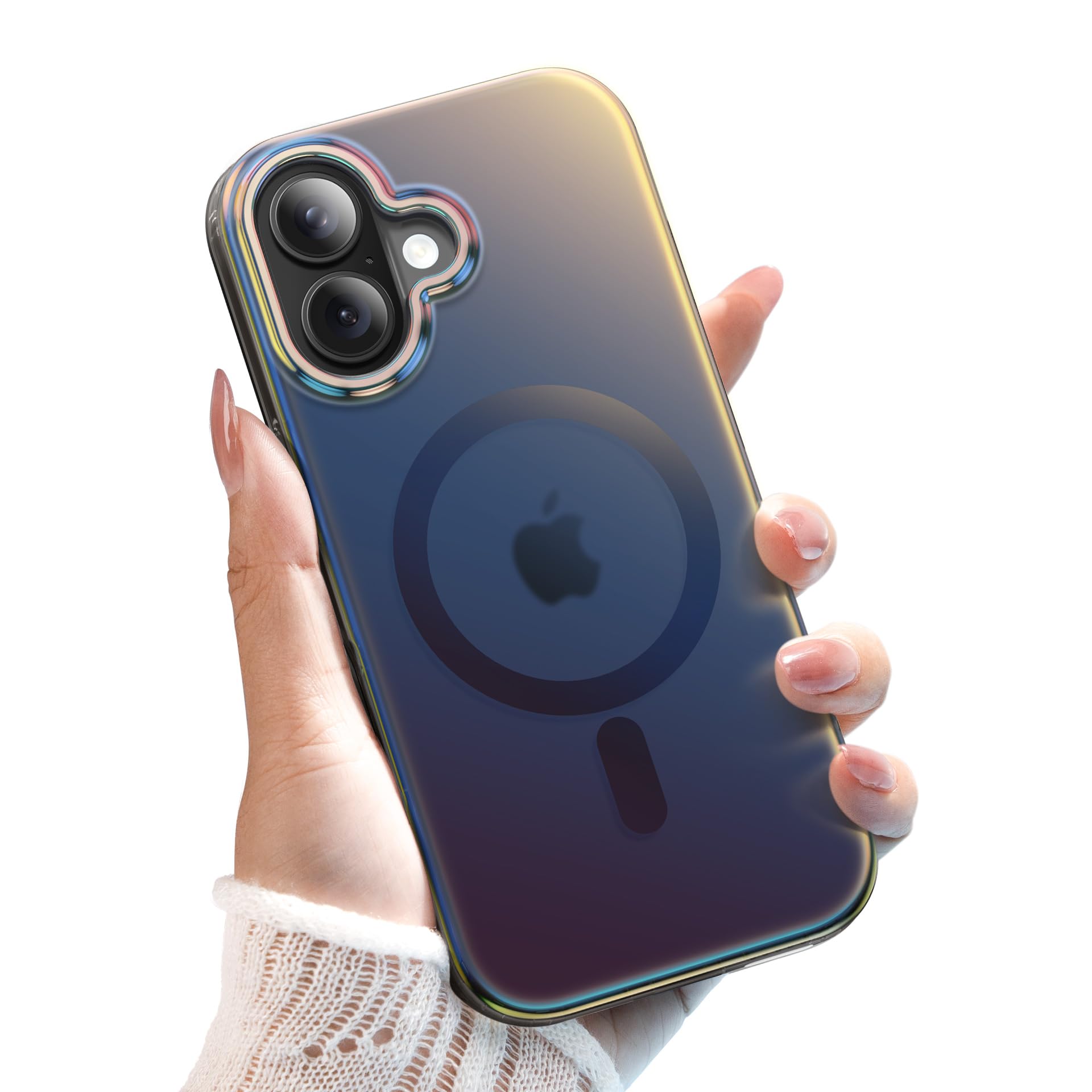 JETech Iridescent Case for iPhone 17 6.3-Inch Compatible with MagSafe, Cute Unique and Aesthetic Design, Colorful Fluorescent Translucent Back Shockproof Phone Cover (Iridescent Black)