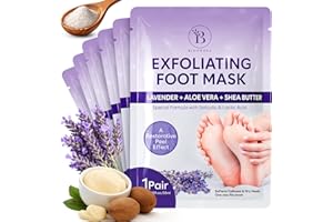 BLOOMORA Foot Peeling Mask (6 pairs) Exfoliating Foot Mask for Dry Cracked Feet with Lavender & Shea Butter, Dead Skin & Callus Remover for Feet, Exfoliating Socks for Women & Men, One Size Fits Most