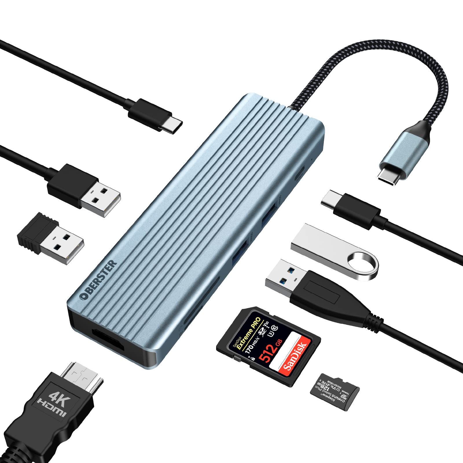 HOPDAY USB C Hub, 6 in 1 USB C Adapter for MacBook Air/Pro, Dual Display 172K HDMI Docking Station