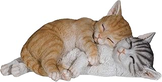 SIDCO Katze Deko Figur Garten Katzenfigur 2 Kätzchen Skulptur Gartenfigur lebensecht