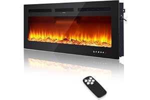 Garvee 50 Inch Electric Fireplace, Recessed and Wall Mounted Fireplace with Remote Control, Low Noise Wall Fireplace Heater w