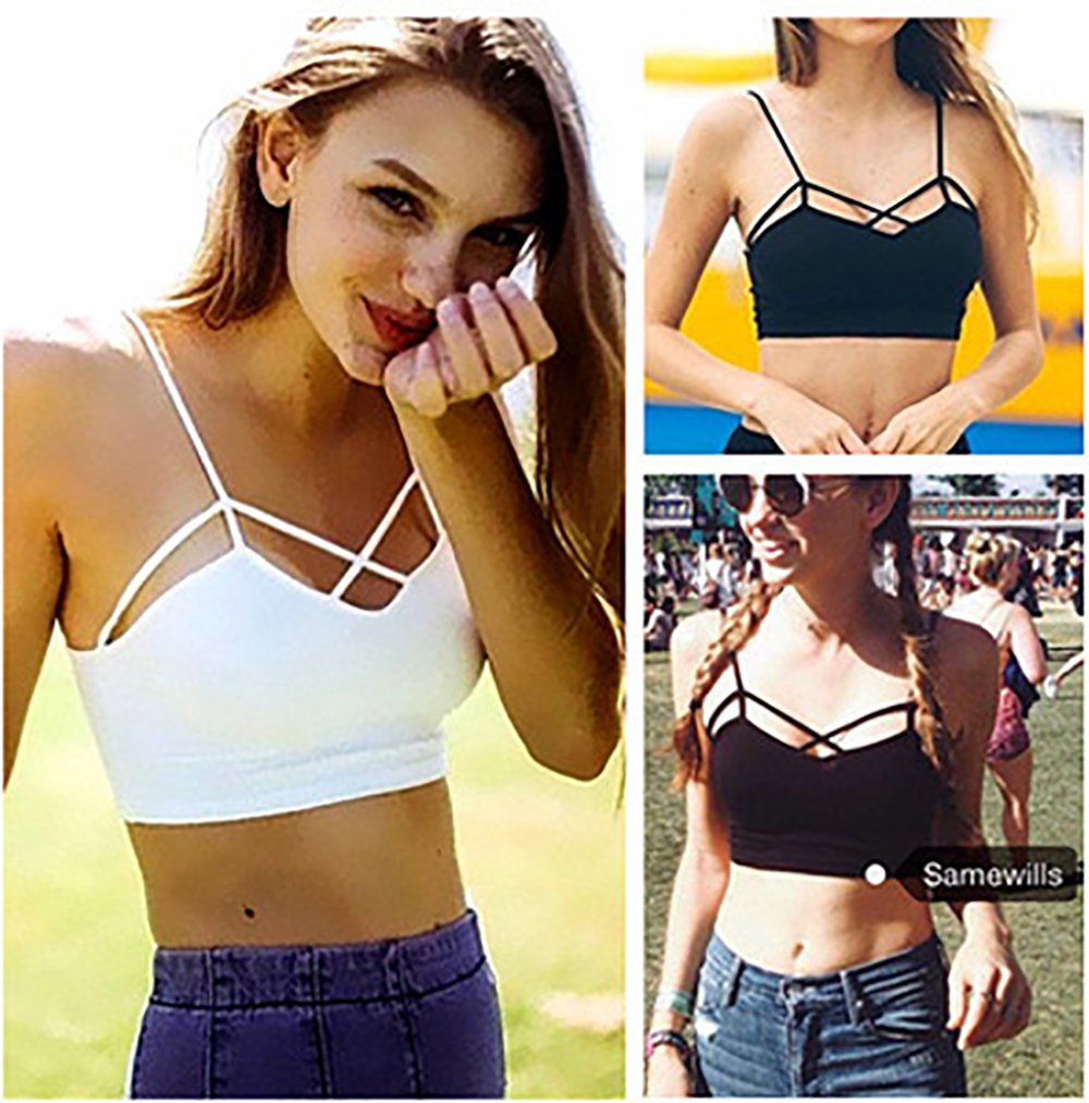 CoCo Fashion Women's V-neck Camisole Vest Strappy Tank Tops Bustier Crop Top