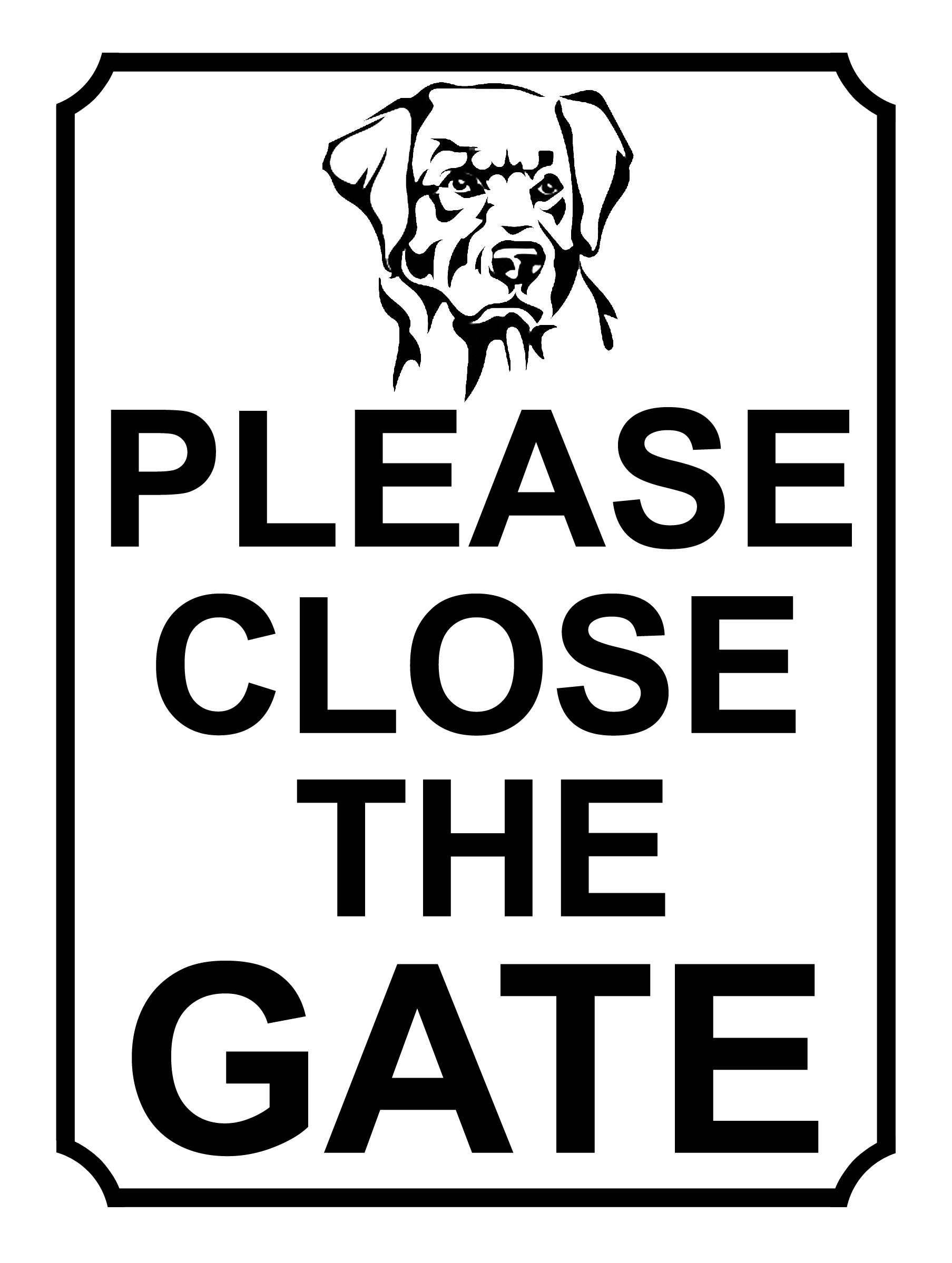 SHAWPRINT PLEASE CLOSE THE GATE DOG THEME METAL SIGN 267MM X 200MM (380H1L) LARGE 10" X 8"