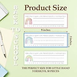 30 Name Tags for Classroom Cubbies, 3x9 in Boho