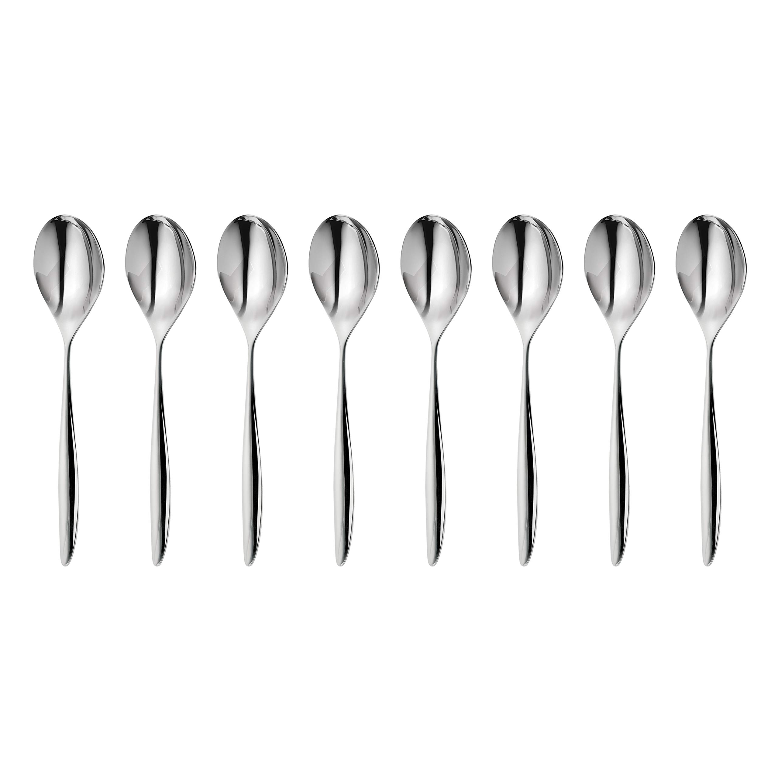 Robert Welch Hidcote Bright Small Coffee/Espresso Spoon, Set of 8. Suitable for Espresso, Small Coffee. Made from Stainless Steel. Dishwasher Safe.