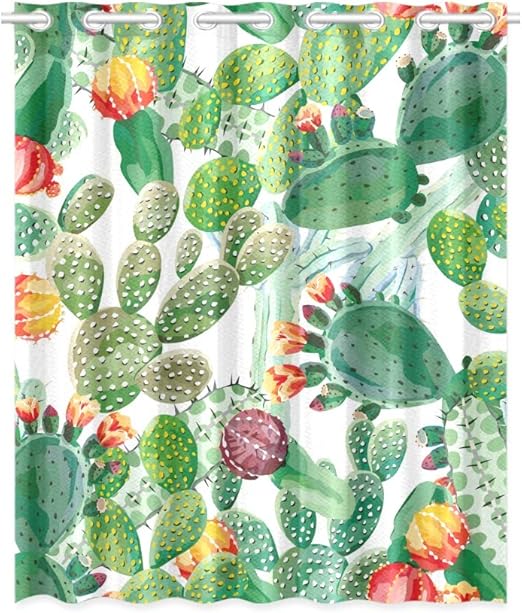 Lixhale Decoración Cortinas de Ventana Cactus Azul Verdoso Sala de