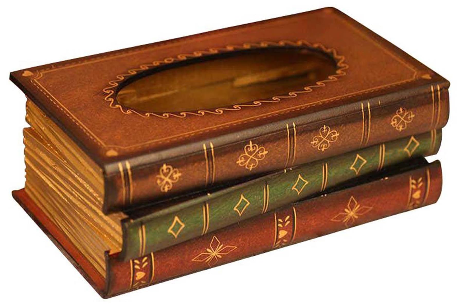 Tosnail Elegant Wooden Antique Book Tissue Holder Dispenser, Width 16.5cm, Novelty Napkin Holder, Tissue Box for Home Office Car, 27x16.5x10cm