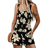 Dokotoo Women's Summer Casual Smocked Rompers Square Neck Sleeveless Loose Shorts Jumpsuits 2026 Beach Vacation Outfits