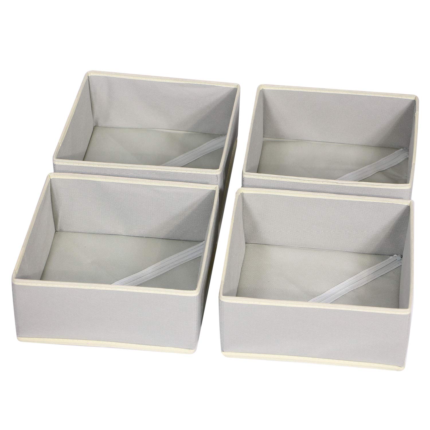 Photo 1 of DIOMMELL Foldable Cloth Storage Box Closet Dresser Drawer Organizer Fabric Baskets Bins Containers Divider for Clothes Underwear Bras Socks Clothing,Set of 4 Grey 400