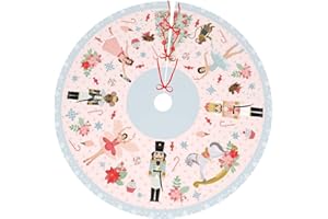 Hitamus Nutcracker Sweets 48" Christmas Tree Skirt, Large Tree Mat Base Cover for Xmas Festive Holiday Party Ornaments Decoration