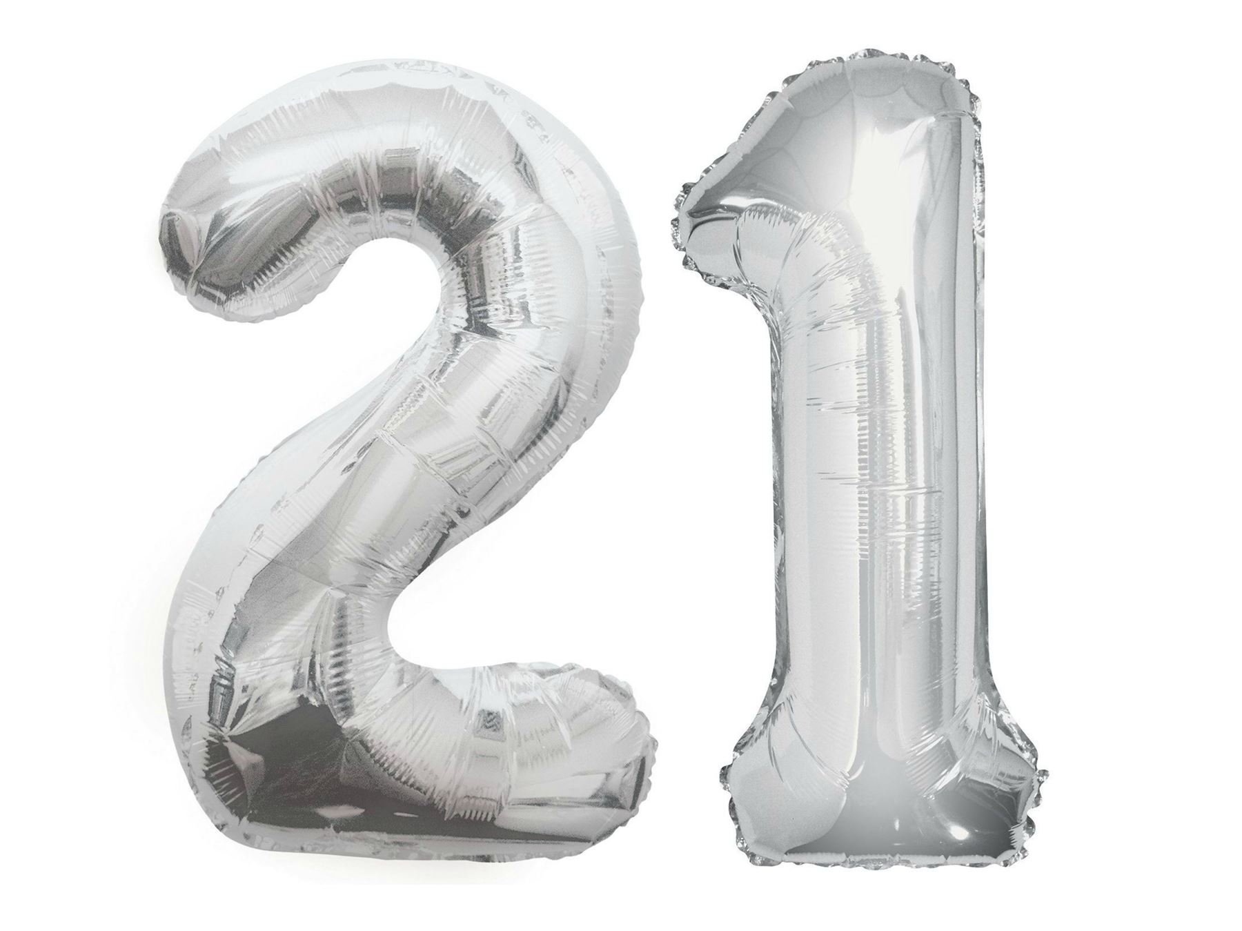 GIANT SILVER NUMBER '21' FOIL BALLOONS DECORATION