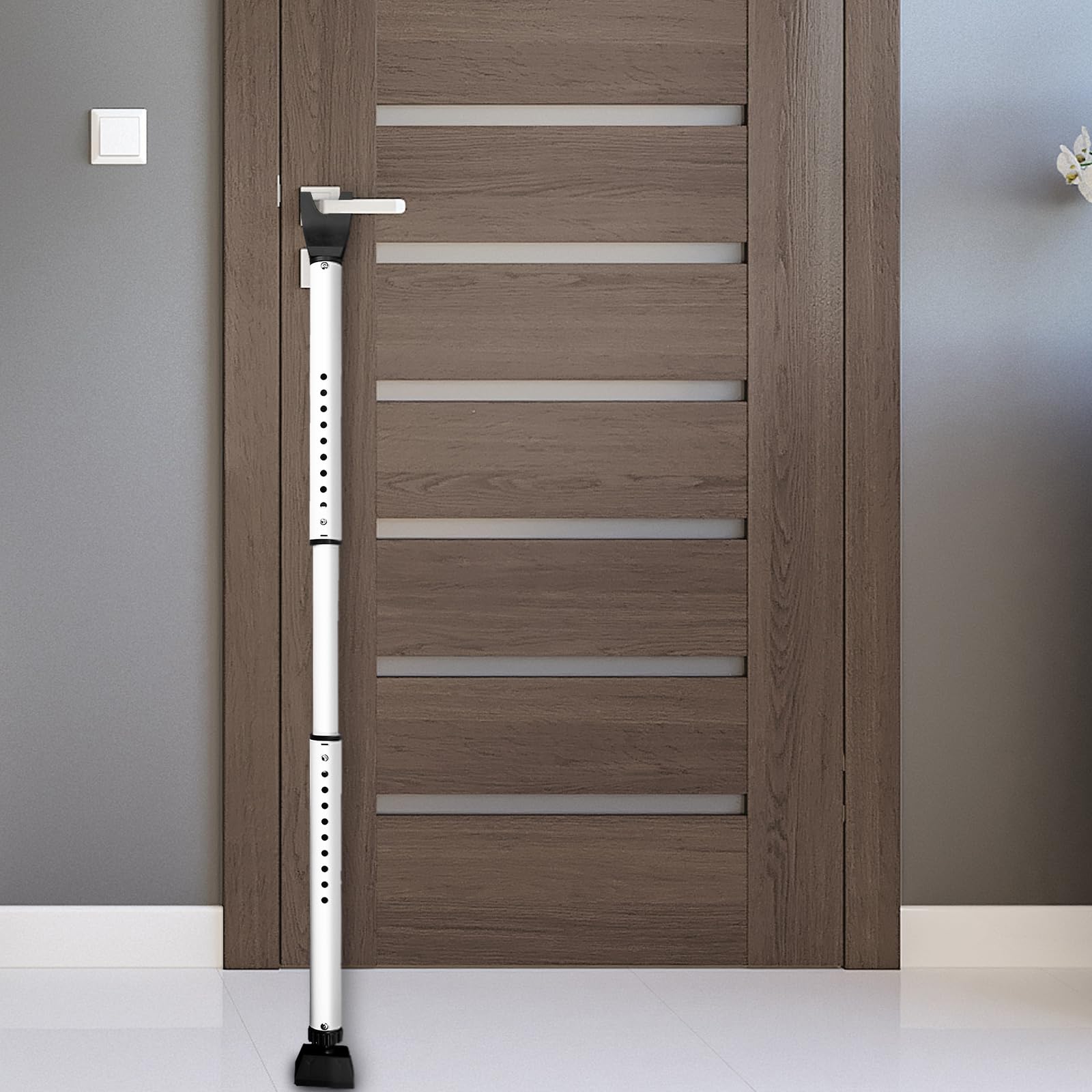 HOMGEN Adjustable Security Bar Door Brace 3-Stage Adjustable (84cm-113cm) Door Security Bar Security Door Brace Home Security Non Slip Door Brace Anti-Theft Patio Door Security Locks for Doors etc — image 1