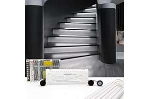 KOMIGAN Motion-Activated Cascading Effect LED Stair Lighting Kit KMG-3233, 23.6" Aluminum Light Bar for Indoor Staircases (Cool White 6000K, 16 Stairs)