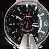 Diesel Orologio Spiked da uomo, movimento cronografo al quarzo con cinturino in acciaio inossidabile, 49 mm, Grigio Scuro