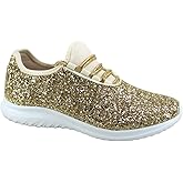 toozon TZ Lotus-08 Women's Comfort Slip On Fashion Color Glitter Walking Runing Flat Heel Sneakers Shoes