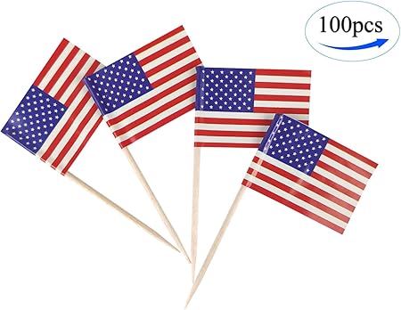 Amazon Com Jbcd Usa Us Flag American Flags 100 Pcs Cupcake