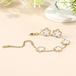 TICVSS Four Leaf Clover Bracelet for Women 18K Gold