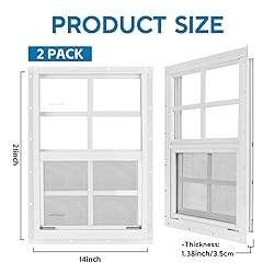 2 Pack 14" x 21" White Shed Window with Tempered