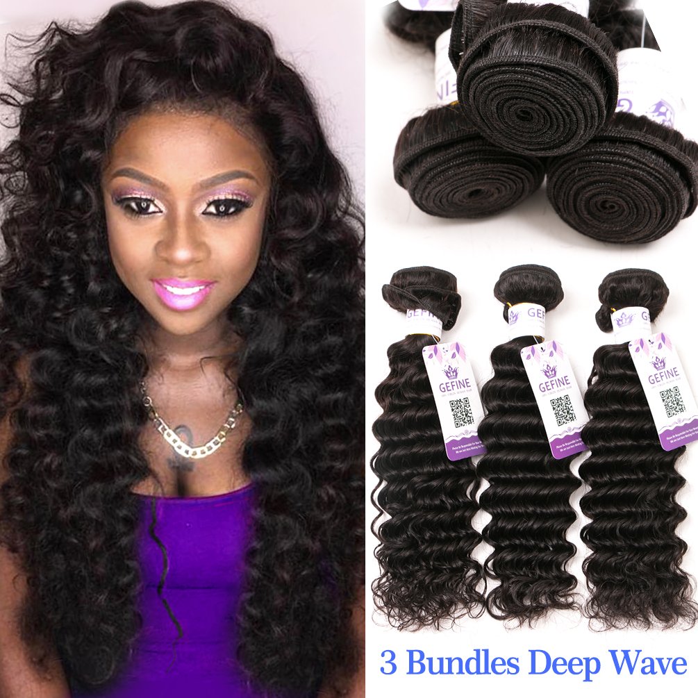 Amazon Com Gefine 3 Bundles Virgin Brazilian Hair Deep Wave