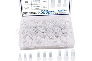 smseace 580Pcs Closed End Crimp Terminal 22-16,16-14,12-10AWG Wire End Caps Nylon Closed End Wire Connectors for Car,Audio,Electrical Equipment