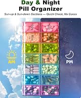 COLORWING Extra Large Pill Organizer 14-Compartment Twin Daily AM PM Rainbow view 6