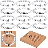 12 Set Soccer Bracelet Team Gift, Soccer Party Favors Lava Stone Ball Beaded Bracelet Inspirational Card, Adjustable Game Day Wristbands for Players & Sports Fans, Sports Celebration Accessories