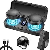 3T6B Motorcycle Bluetooth Headset with Charging Case, Helmet Bluetooth Speaker with Microphones & Remote Control, 1900mAh Battery, 50Hours Work Time, True Wireless Headsets for Riding and Skiing