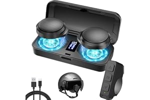 3T6B Motorcycle Bluetooth Headset with Charging Case, Helmet Bluetooth Speaker with Microphones & Remote Control, 1900mAh Battery, 50Hours Work Time, True Wireless Headsets for Riding and Skiing