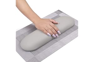 MERTERFLY Nail Arm Rest Pillow and Mat Luxury Salon Manicure Armrest Cushion Nail Art Hand Holder Manicure Hand Rest Cushion Pad Tool for Nail Tech Manicurist (With Mat, Grey)