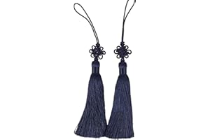 Seoulful Vintage Mini Korean Silk Knot Norigae Set - 2 Pack Traditional Tassel Charms in 7 Colors - Decorative Hanbok Accessories (Navy)