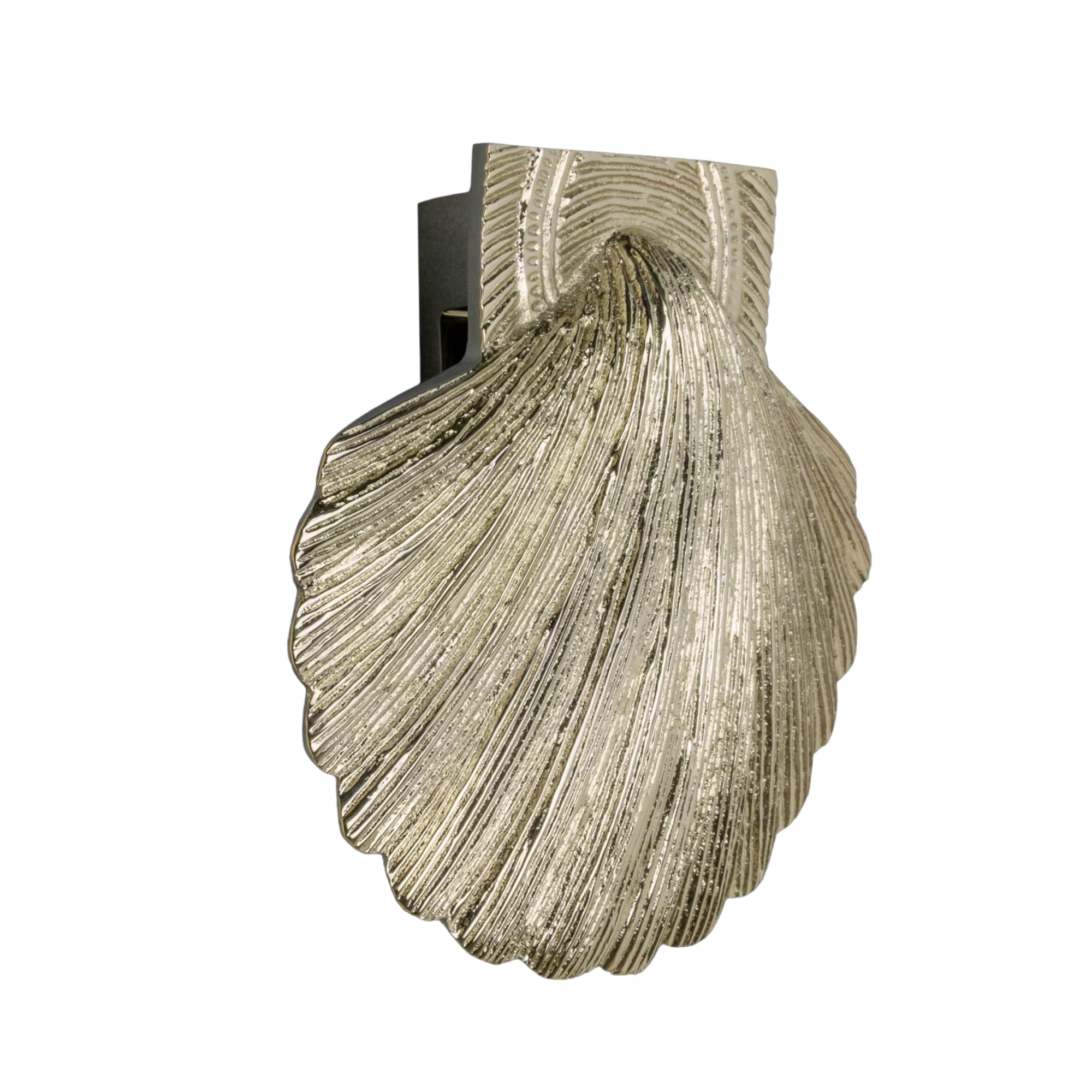 Silver Shell Door Knocker for Front Door | Polished Solid Brass Silver Knockers with Strike Plate | UPVC | Scallop Shell Front Door Furniture with a Unique Design (Silver)