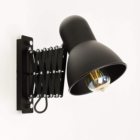 Schwarze Wandlampe Mit Schalter E27 Ausziehbar Schwenkbar