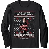 Vampire Diaries All I Want for Christmas is Damon Salvatore Long Sleeve T-Shirt