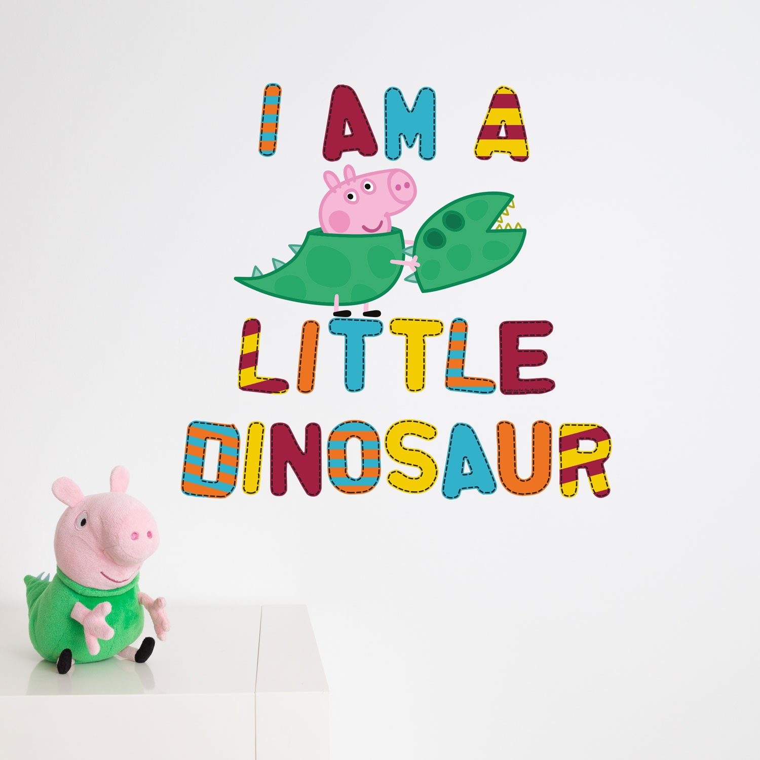 Stickerscape Peppa Pig George Wall Stickers (George is A Dinosaur - Regular Size)| Official Peppa Pig Wall Decal, Wall Decor | Easy to Apply, Cleanly Removable