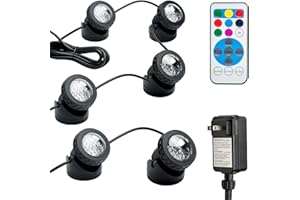 SHOYO RGB Pond Lights, Underwater Colorful SpotLights, IP68 Waterproof Colored LED Fountain Light Submersible Landscape Spotlight Waterfall Lights Outdoor Decorative Lighting (Set of 6)