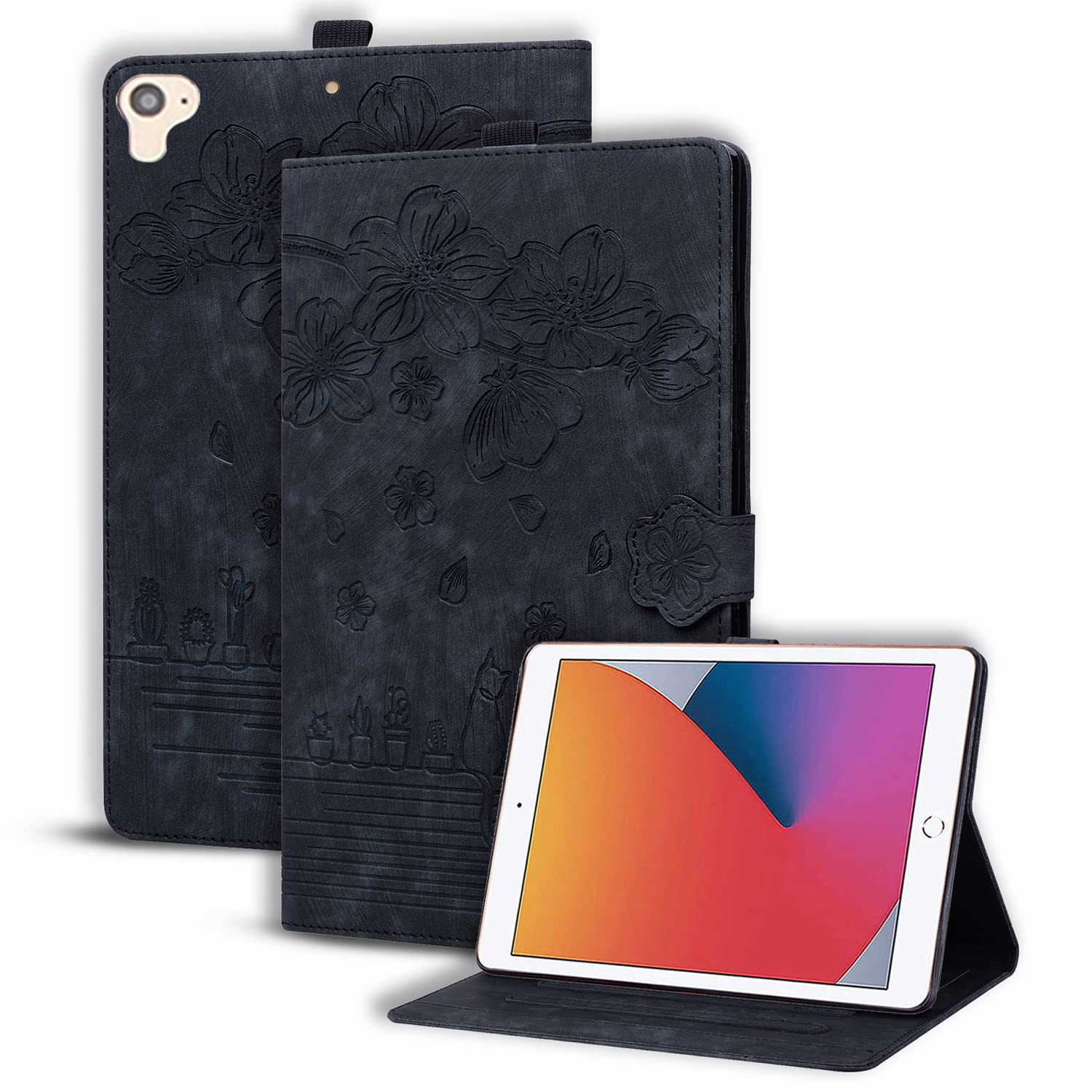 Succtopy Case for iPad 9.7 inch 6th/5th Gen 2018/2017, iPad Air 2/Air 1 Folio Flip PU Leather Cover with Stand Function Protective Tablet Case with Pen Holder Black — image 1
