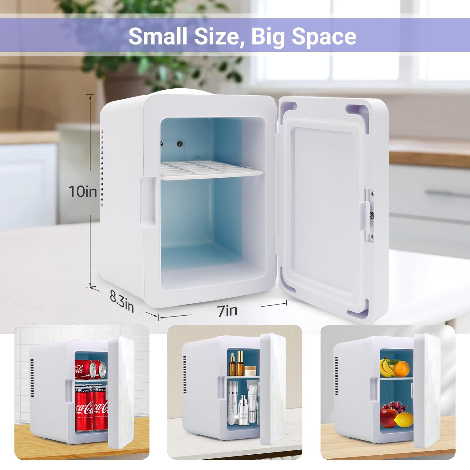 Living Enrichment Mini Fridge 4L Skincare Fridge, Cooler and Warmer Portable Small Refrigerator, AC DC 12V Powered, for Skin Care Drinks, Bedroom Office Travel Car, Birthday Gift